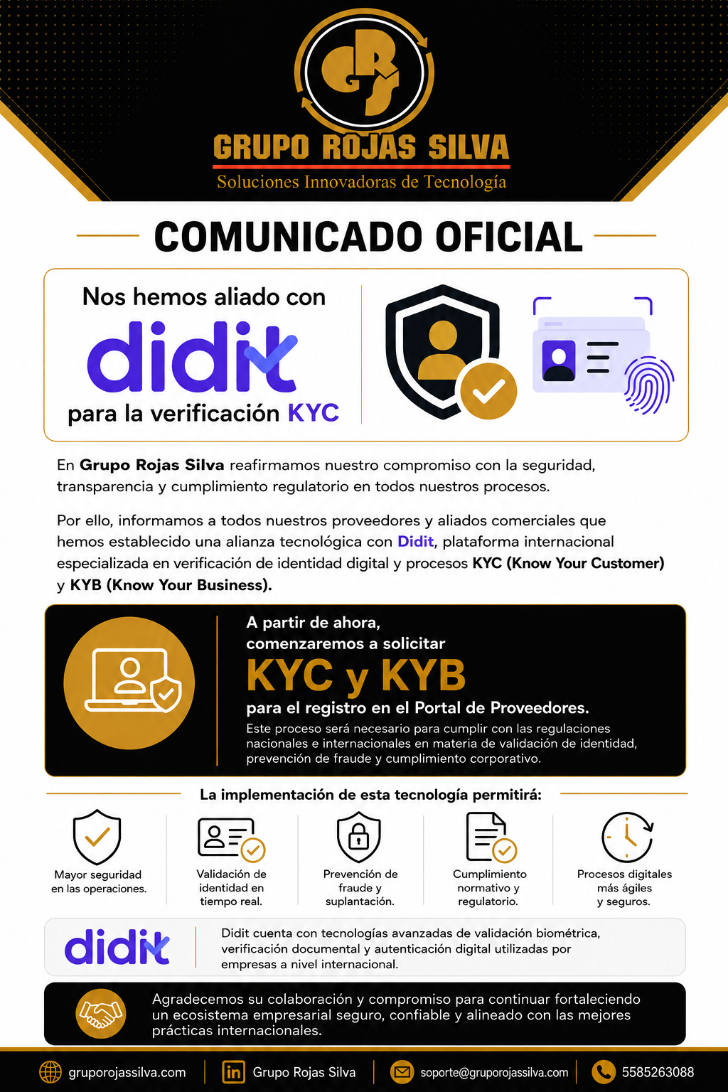 Comunicado institucional Grupo Rojas Silva